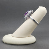 Estate 14K W Gold 3.36ct Lab-Created Amethyst & 0.48ctw Diamond Ring