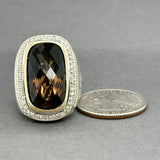 Estate David Yurman SS 18 18.55ct Smoky Quartz & 0.61ctw Diamond Albion Ring