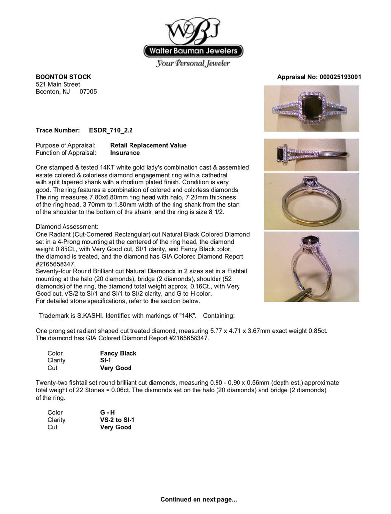 Estate 14K W Gold 1.01ctw Diamond Eng. Ring GIA