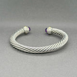 Estate David Yurman SS 14 Amethyst Cable Classic Cuff Bracelet