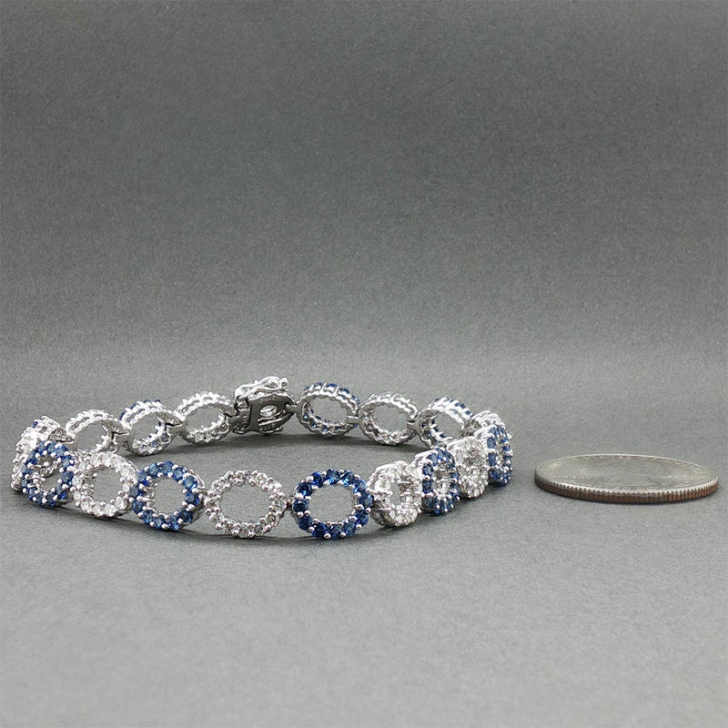 Estate 14K W Gold 3.43ctw Sapphire & 2.17ctw Diamond Bracelet