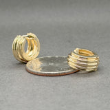Estate 14K Y Gold Stepped 14mm Huggie Earrings