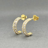 Estate 14K Y Gold CZ Half Hoop Earrings