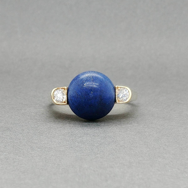 Estate 18K Y Gold 7.41ct Lapis Lazuli & 0.19ctw Diamond Ring