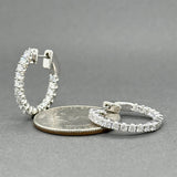 Estate 14K W Gold 0.67ctw G/SI1-2 Diamond In/Out Hoop Earrings