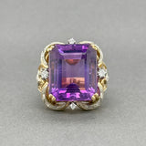 Estate 18K TT Gold 18.11ct Amethyst & 0.33ctw Diamond Ring