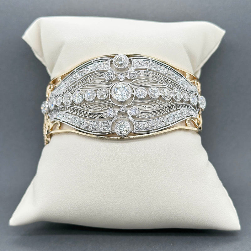 Estate Art Deco Platinum & 14 8.26ctw Diamond Bangle Bracelet