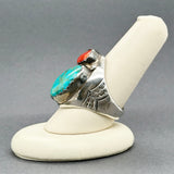 Estate SS Turquoise & Coral Cocktail Ring