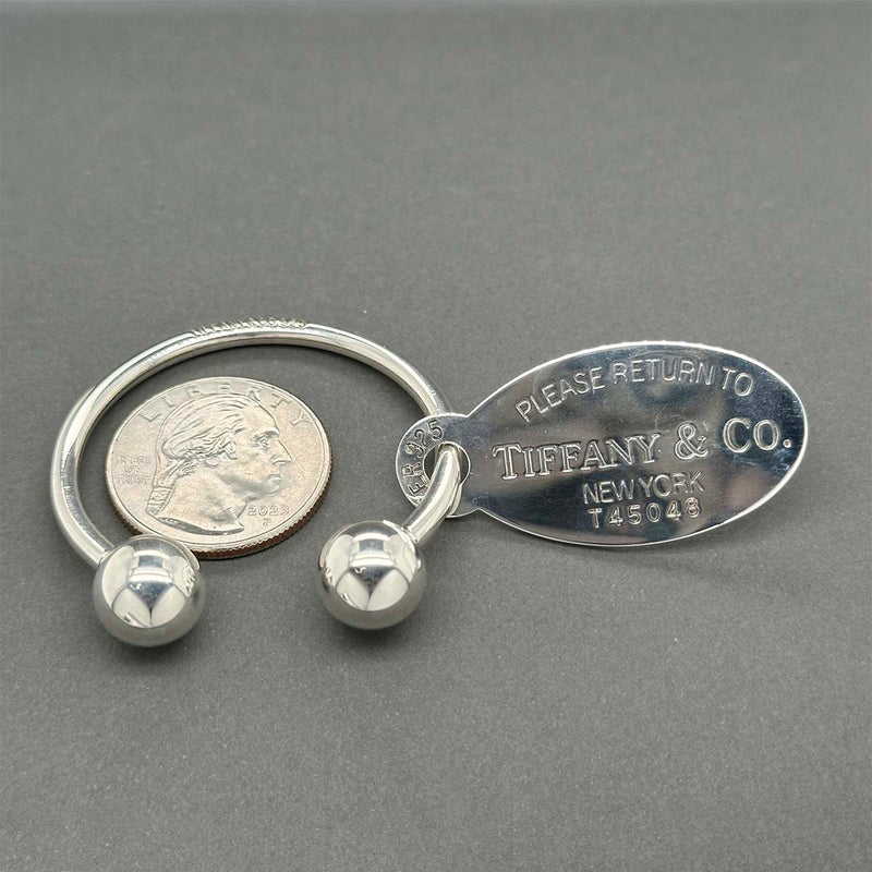Estate Tiffany & Co. SS Oval Tag Key Ring