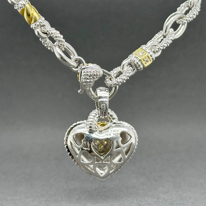 Estate Judith Ripka SS 18 0.32ctw Diamond Heart Necklace
