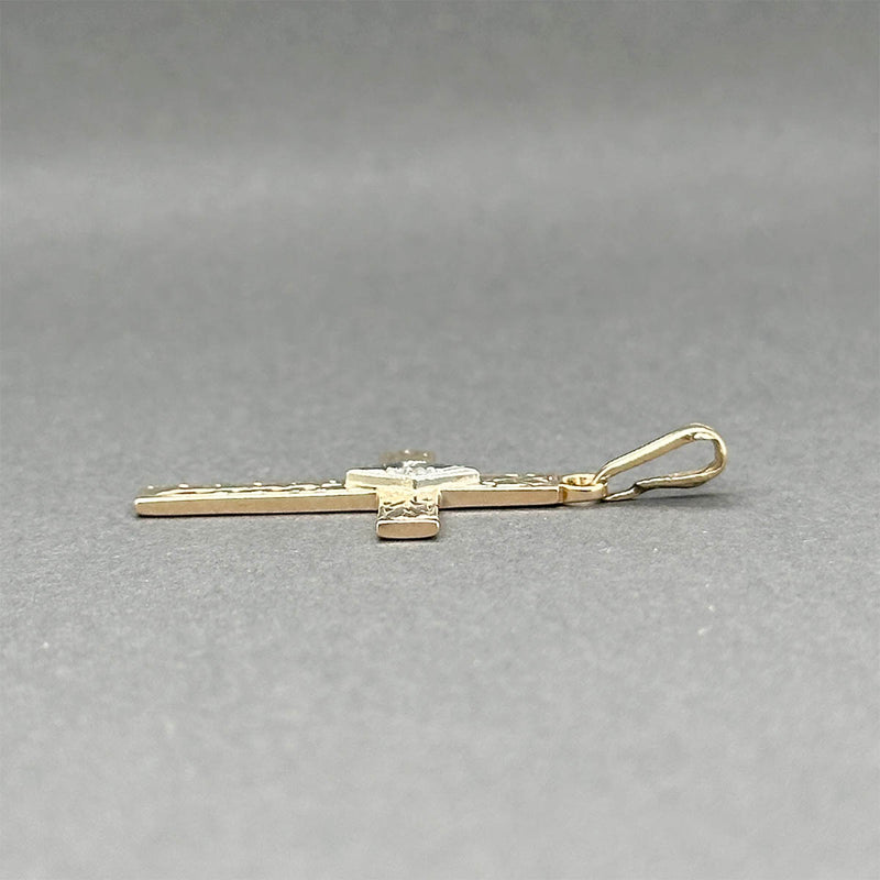 Estate 14K TT Gold 0.02ct I/SI2 Diamond Cross Pendant