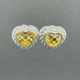 Estate Judith Ripka SS Yellow CZ Heart Earrings
