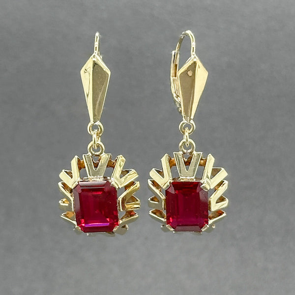 Estate 14K Y Gold 5.16ctw Lab-Created Ruby Drop Earrings