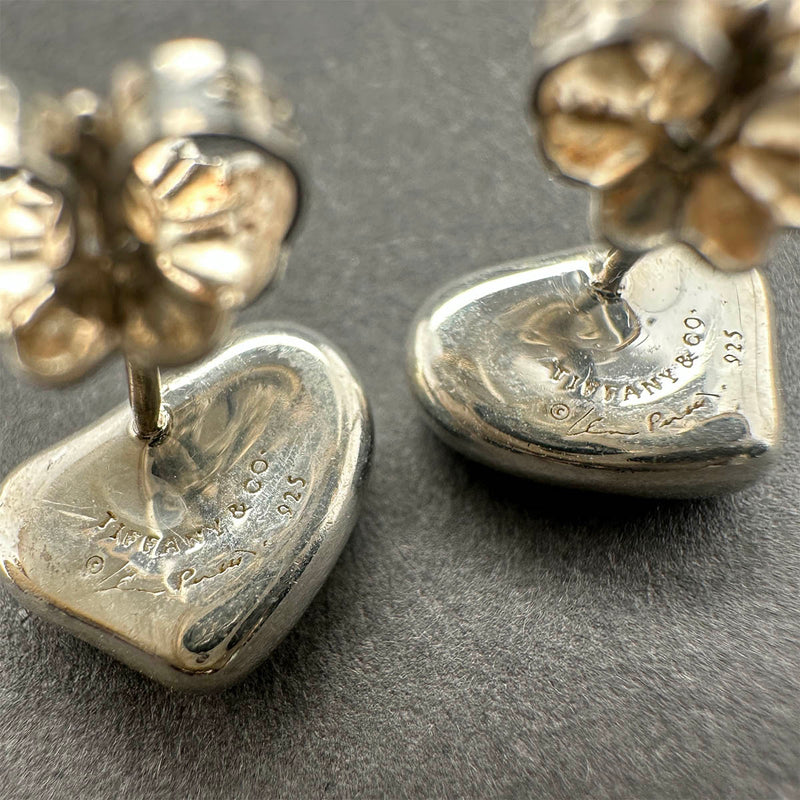 Estate Tiffany & Co. Peretti SS Full Heart Stud Earrings