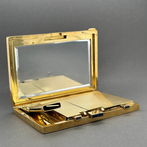 Estate Antique Cartier 18K Y Gold 0.74ctw Sapphire Makeup Compact