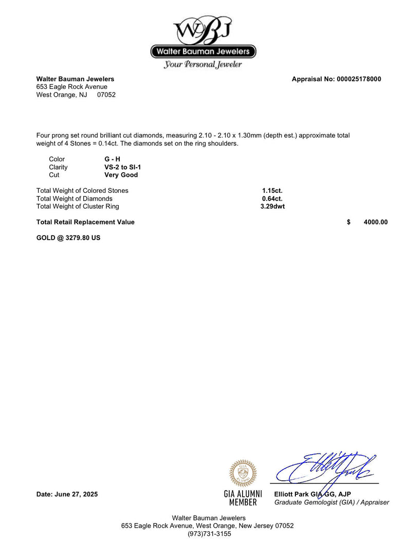 Estate 18K W Gold 1.15ctw Sapphire & 0.64ctw Diamond Ring