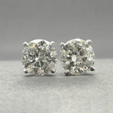 Estate 14K W Gold 2.04ct H-I/I1 Diamond Stud Earrings