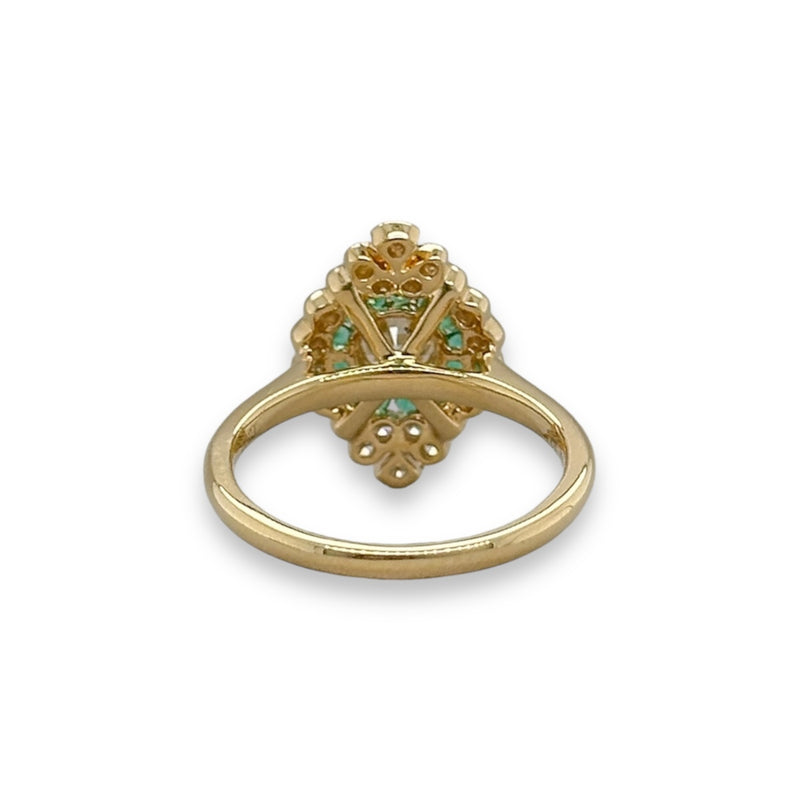 18K Y Gold 0.17ctw Emerald and H/SI2 0.64ctw Diamond Ring