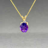 Estate 14K Y Gold 2.18ct Amethyst & 0.03ct Diamond Pendant