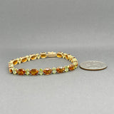 Estate 14K Y Gold 13.26ctw Citrine & Peridot Line Bracelet