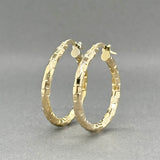 Estate 14K Y Gold 23.67mm Faceted Hoop Earrings