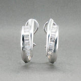 Estate 14K W Gold 0.84ctw Diamond J Hoop Earrings