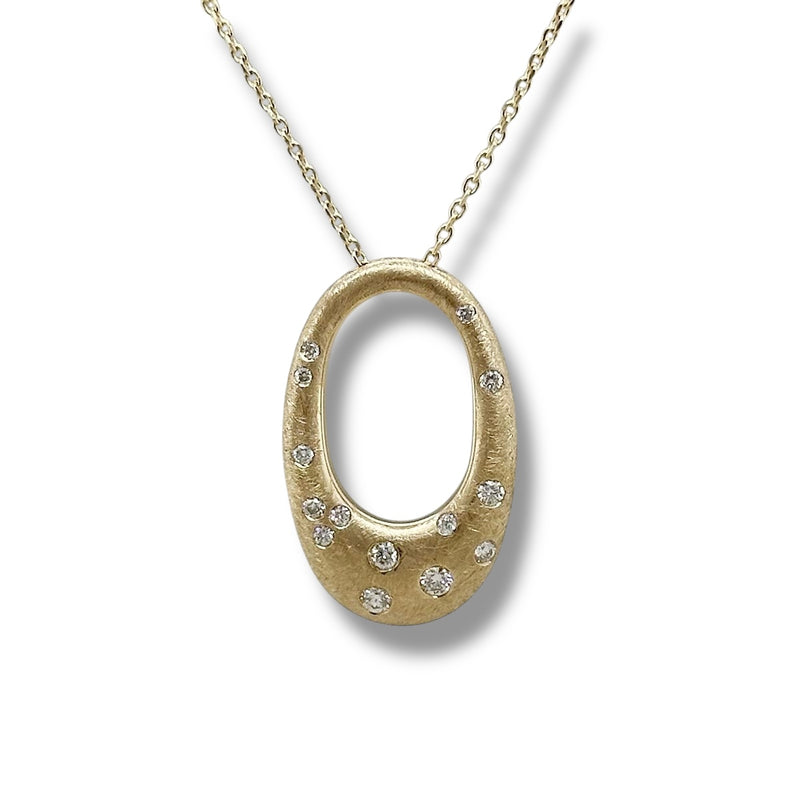 14K Y Gold 0.18ctw G/SI1 Oval Bezel Set Diamond Pendant