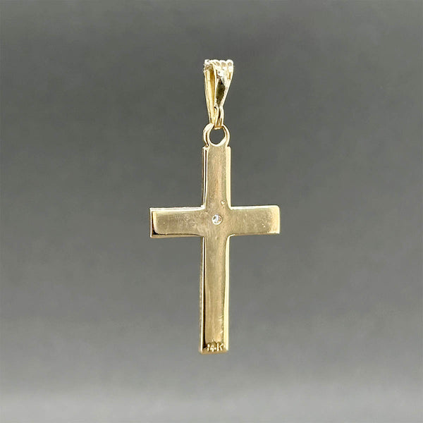 Estate 14K TT Gold 0.02ct I/SI2 Diamond Cross Pendant