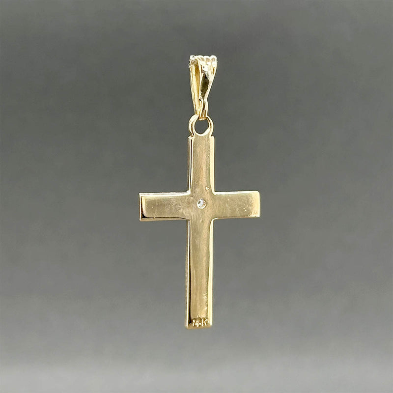 Estate 14K TT Gold 0.02ct I/SI2 Diamond Cross Pendant
