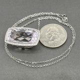Estate 14K W Gold 3.74ct Kunzite & 0.32ctw Diamond Necklace