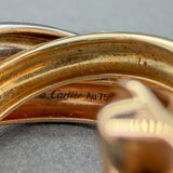 Estate Cartier 18K Tri Gold Trinity Classic Hoop Earrings