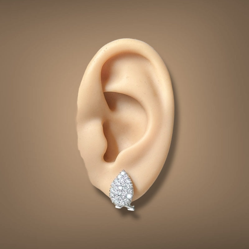 Estate 14K W Gold 0.98ctw Diamond Pear Earrings