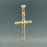 Estate 18K Y Gold & Steel 41.2mm Cross Pendant