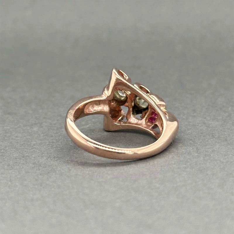 Estate 14K R Gold 0.08ctw Lab-Created Ruby & 0.25ctw Diamond Ring