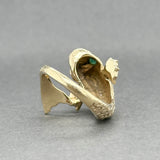 Estate 14K Y Gold 0.12ctw Emerald Fish Ring