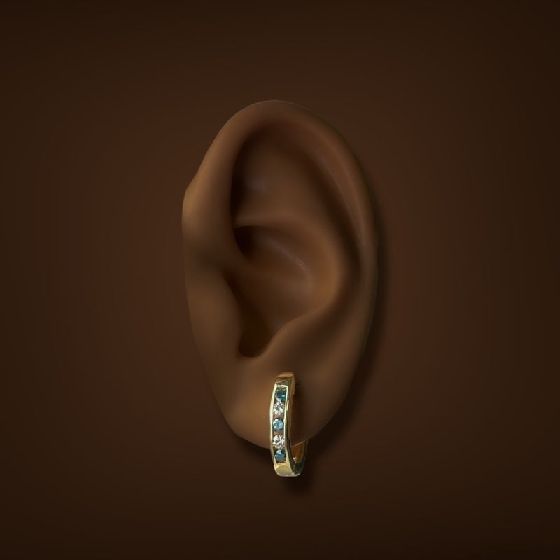 Estate 14K Y Gold 0.53ctw Fancy Blue-H/SI1-2 Diamond Huggie Earrings