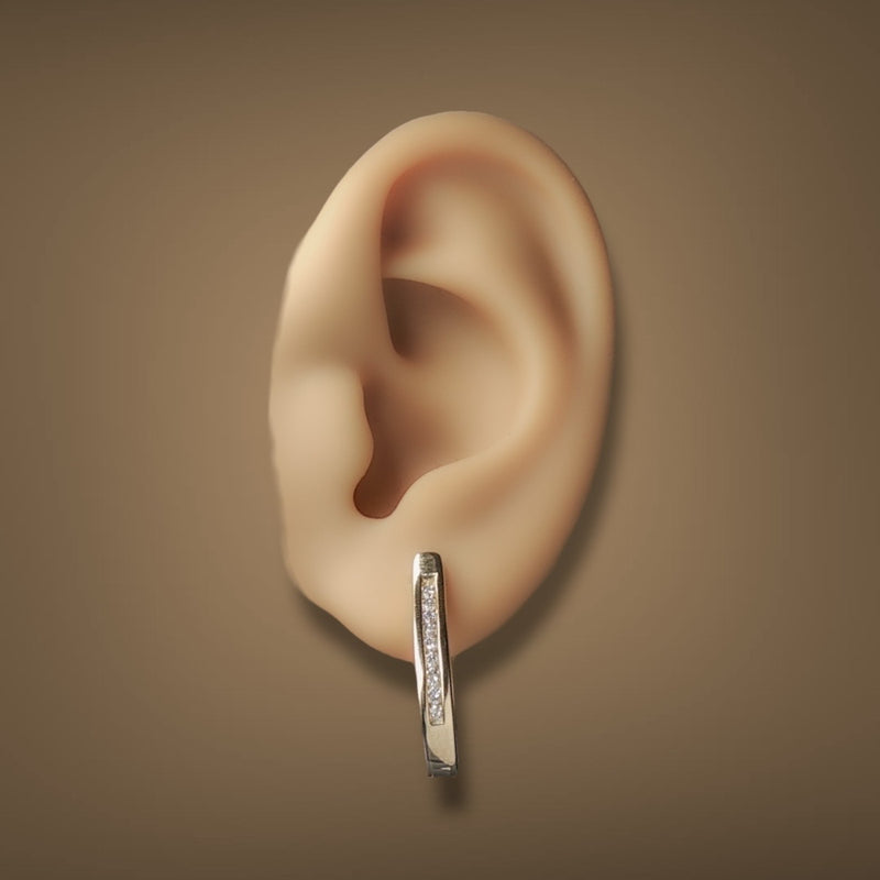 Estate 14K Y Gold 0.38ctw Diamond Hoop Earrings