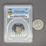Estate Copper-Nickel 1885 US Liberty V Nickel PCGS Genuine G Detail Key Date Low Mintage Choice
