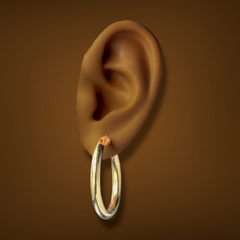 Estate 14K Y Gold 33.92mm Hoop Earrings