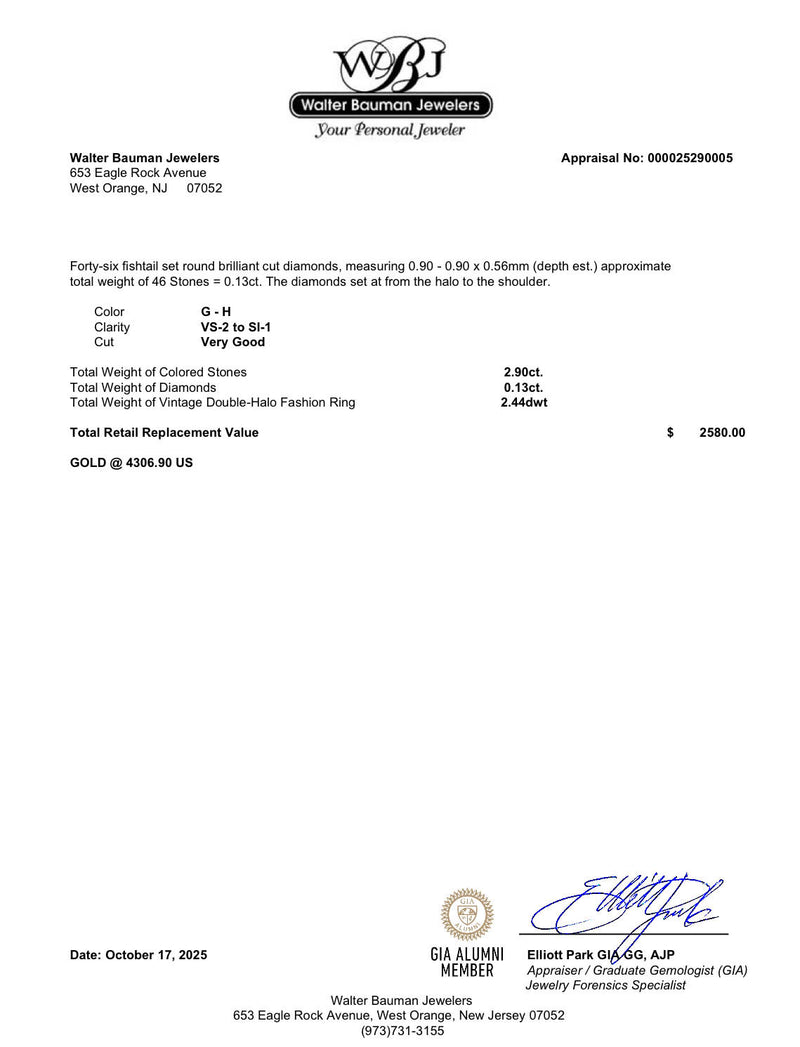 Estate 14K R Gold 3.03ctw Garnet & Sapphire & 0.13ctw Diamond Ring