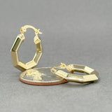 Estate 14K Y Gold 21.8mm Heptagon Hoop Earrings