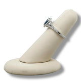 18K W Gold 1.26ct Sapphire and 0.40ctw Diamonds H/SI1 Halo Diamond Ring