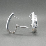 Estate 14K W Gold 0.84ctw Diamond J Hoop Earrings