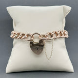 Estate 9K R Gold Heart Padlock Bracelet