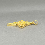Estate 14K Y Gold Lab-Created Sapphire Filigree Cross Pendant