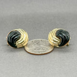 Estate 14K Y Gold Onyx Button Earrings