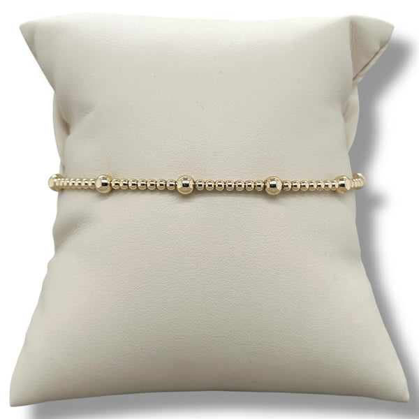 14K Y Gold 2mm Beaded Bangle Bracelet with Lock Clasp