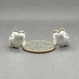 Estate 14K W Gold Flower Huggie Earrings