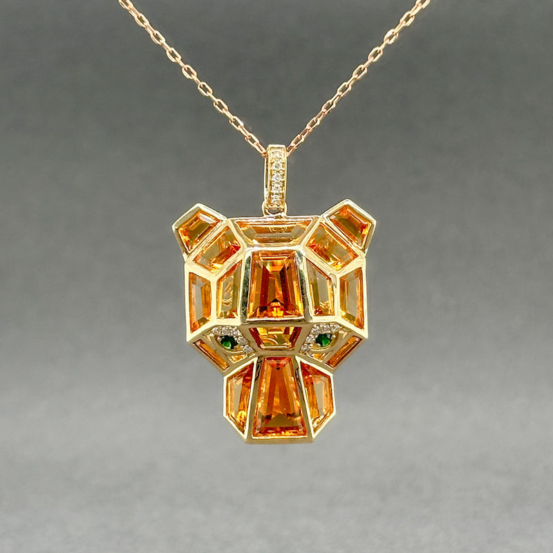 Estate Effy 14K Y Gold 9.51ctw Citrine & Garnet & 0.25ctw H/SI1-2 Diamond Panther Pendant