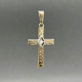 Estate 14K TT Gold 0.02ct I/SI2 Diamond Cross Pendant